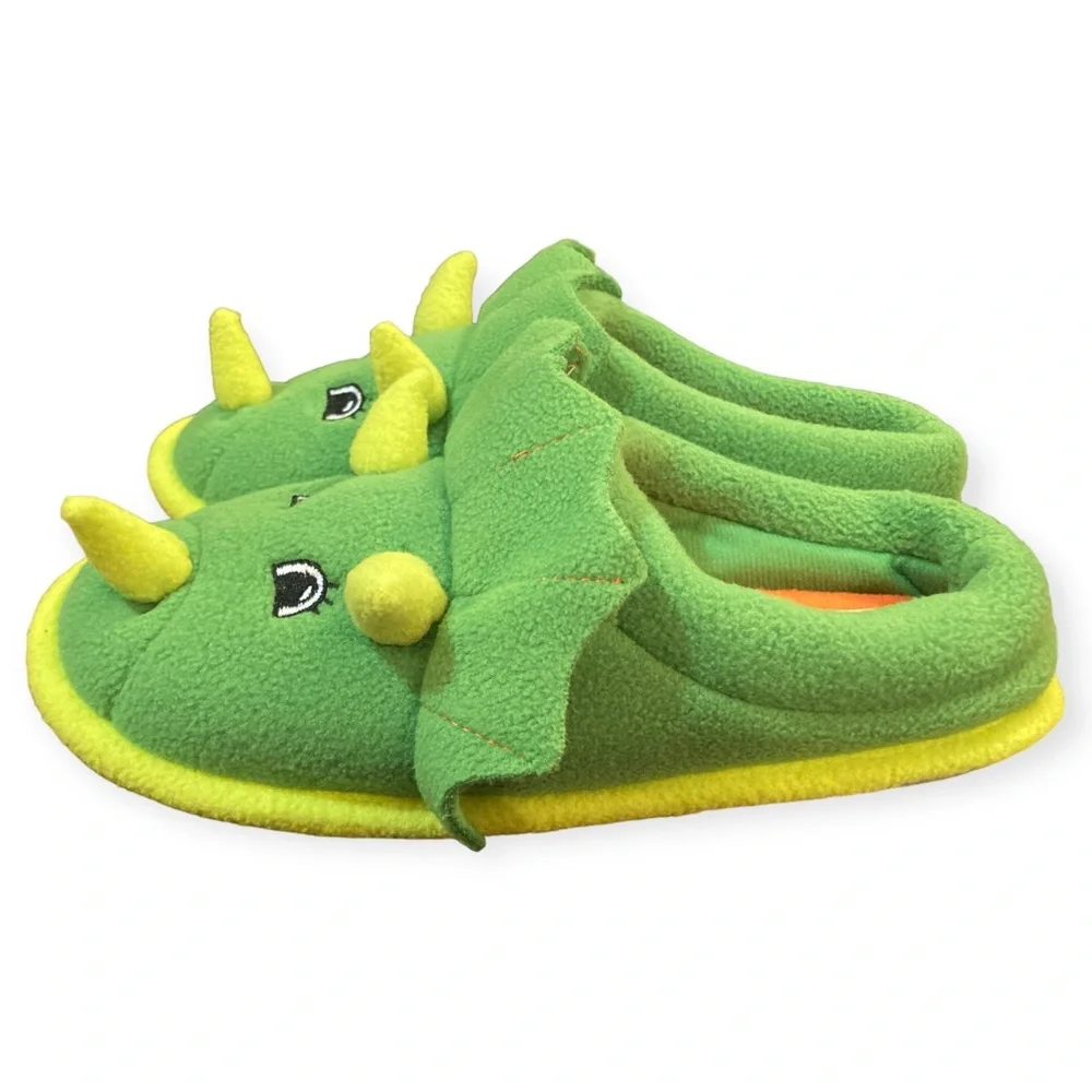 Dearfoams 🦖Triceratops🦖 Kids Sz 4-5 Peyton Animal Clog Slipper Retro Green